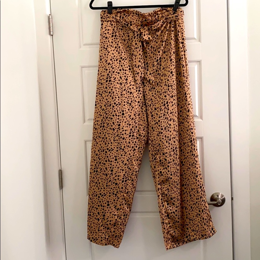 SHEIN WIDE LEG PAPERBAG PANTS in LEOPARD